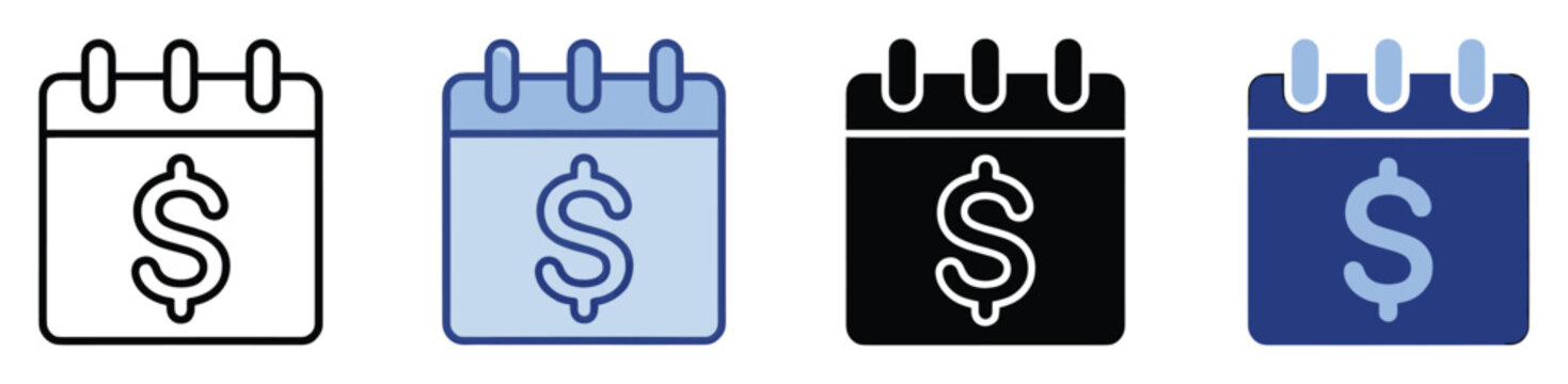 Calendar with dollar symbol representing financial planning payment due date and budget management icon
