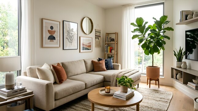 Cozy Living Room Interior Design with Natural Light