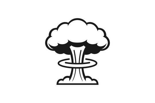 Mushroom cloud of nuclear explosion icon isolated on white background