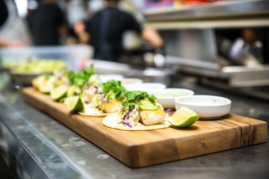 Delicious Tacos Prepared in Kitchen Setting