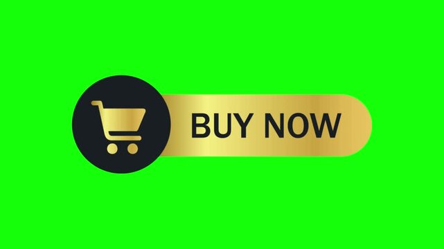 Buy now shopping cart button animation with cursor click on a green screen background element.
