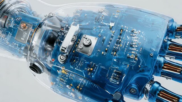 Robotic hand isolated on transparent background