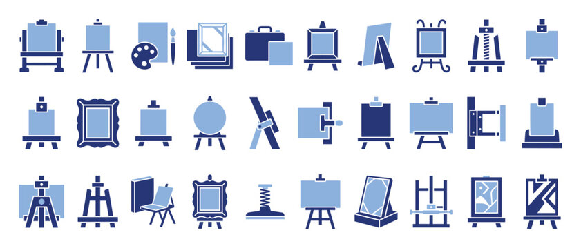 Diverse painting and drawing equipment icons for graphic resources for artists and hobbyists