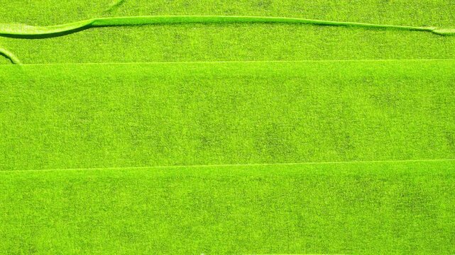 Green Wrinkled Tape Texture Background With Torn Fold Detail Close Up