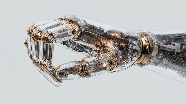 Robotic hand isolated on transparent background