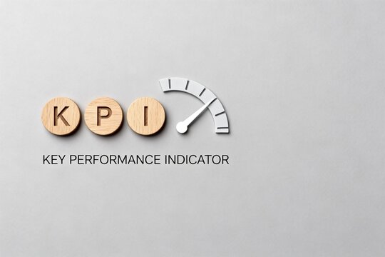 Wooden KPI letters with gauge