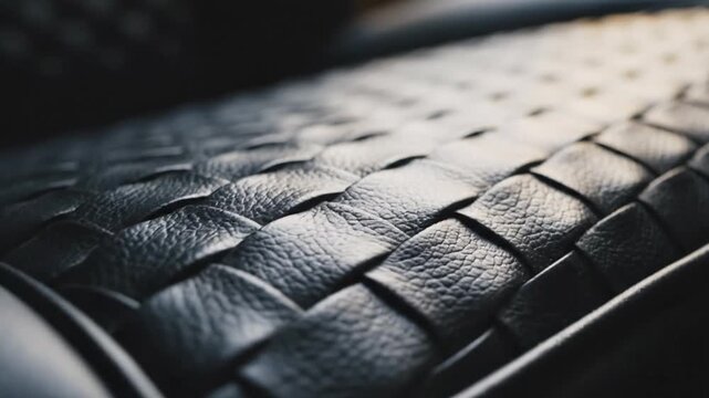 Close up of woven leather texture showing detailed weave and shadows