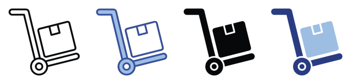 Hand truck with package icon for shipping and moving services graphic design applications and web interfaces