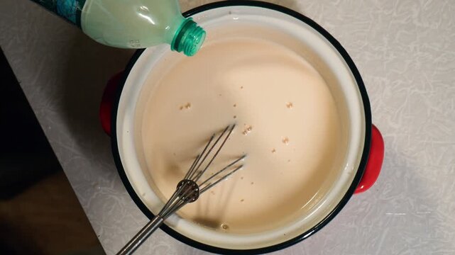 Close up video of custard dough preparation with flour starch sieve and rolling pin in detailed baking process in Full HD 4K 