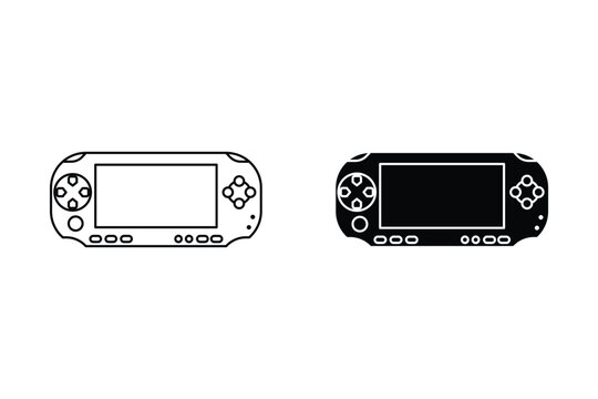 PSP icon set. PSP vector symbol in black filled and outlined style.