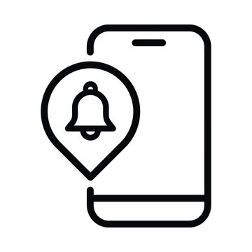 Mobile phone location notification icon vector illustration representing geofencing and proximity alerts with smartphone