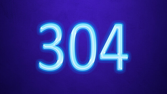 Glowing blue number design of 304 on blue background.	
