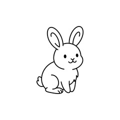 Obraz premium Cute Cartoon Rabbit Sitting Down.