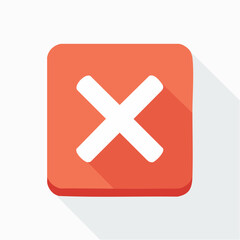 Obraz premium Red Square with White Cross Icon