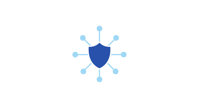 Blue shield icon with connected nodes.