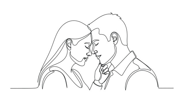 Continuous one line drawing of a romantic couple in love.