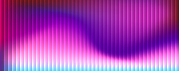 Violet glass waves glow softly. Blue gradients drift through curved ribs. Futuristic texture fades into a dark neon haze. © Extrastock