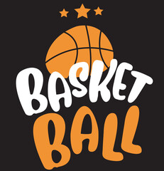 Play Hard Basketball Sport Vector Illustration with Ball and Stars for Kids T-Shirt and Athletic Apparel. © Kasun D Arts