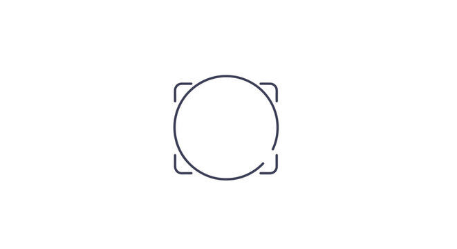 Simple line drawing of a camera lens.