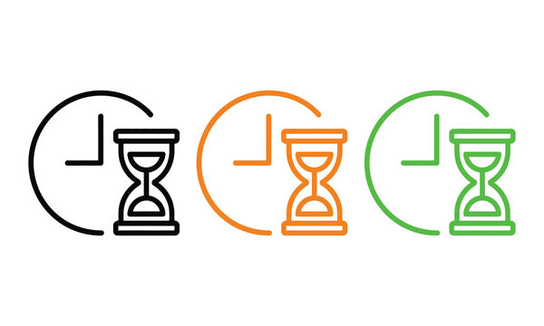 Three colorful hourglass icons with progress arcs