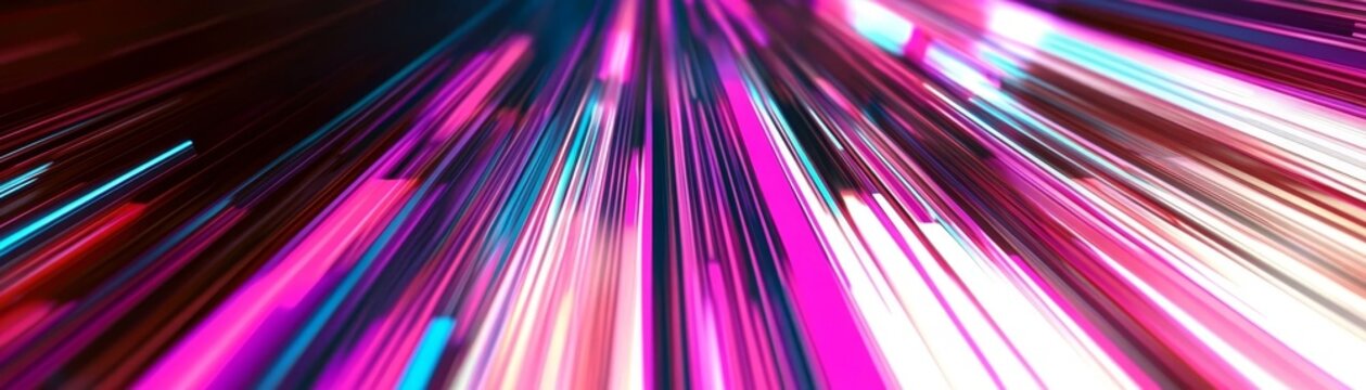 Abstract neon motion blur background with vibrant pink and blue light streaks for digital technology and futuristic web design themes.
