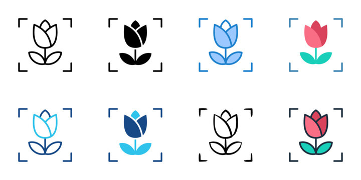 Macro lens icons set multiple style collection. Editable stroke 
