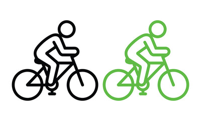 Obraz premium Person riding bicycle with eco-friendly green outline