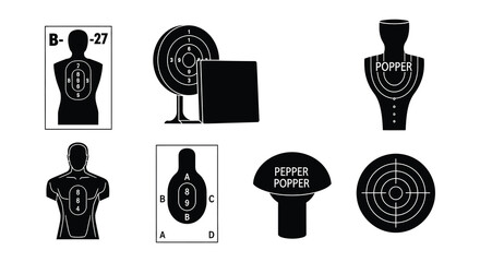Vector illustration of various shooting targets and silhouettes © Begum