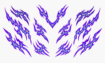Blue flames livery design set on a white background, tribal livery design for drift cars set © Neocozmo Graphic