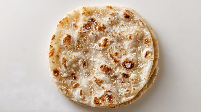 Top view lefse flatbread isolated on white background.