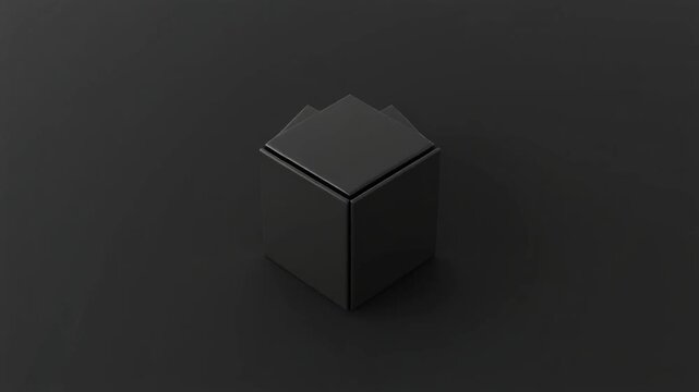 Abstract 3D Animation of Folding Matte Black Cubes