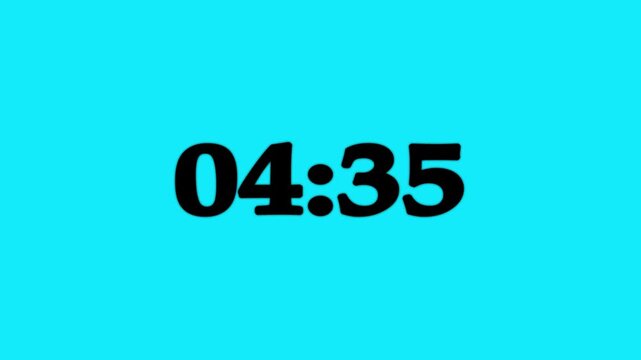 Digital timer displaying 5 minutes in coundown numbers on time clock light segment countdown time clock light segment.4k