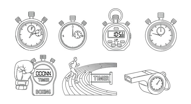 Vector illustration of various stopwatch and timer icons