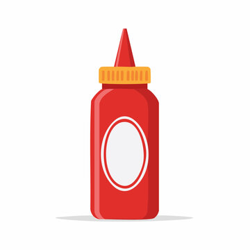 Red Ketchup Bottle with Blank Label