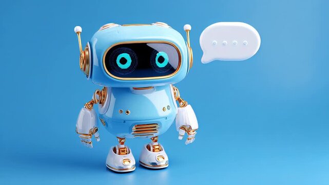 Chatbot AI robot talking, transparent background, isolated communication