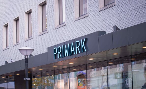 Store sign Primark for retail shop located in the city center during daylight hours - Netherlands. Eindhoven 26-10-2025