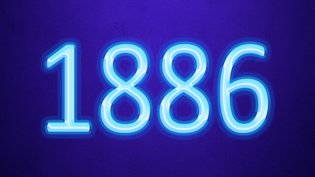 Glowing blue number design of 1886 on blue background.	
