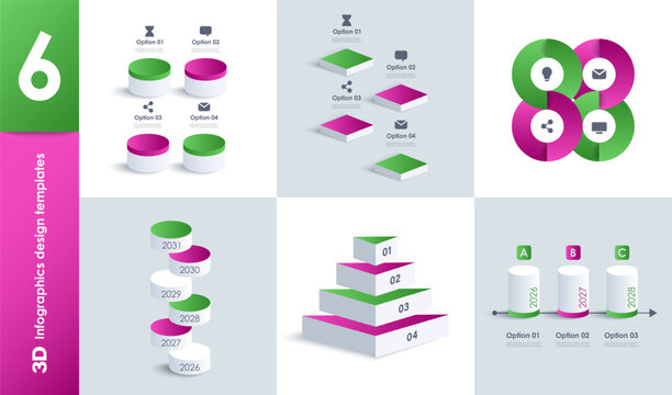 3D Infographics design vector and marketing icons for workflow layout, diagram, annual report, web design. Business concept, steps or processes.