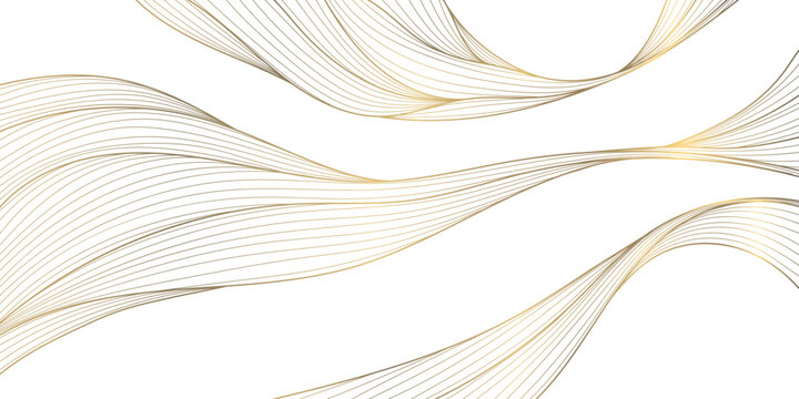 Luxury abstract gold wave pattern with elegant flowing lines background. Premium vector design, soft silk texture, geometric curves, Japanese ornament, business banner, card, wallpaper.
