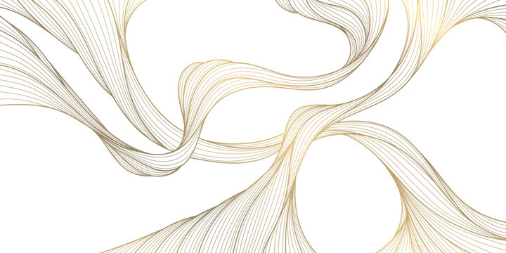 Luxury abstract gold wave pattern with elegant flowing lines background. Premium vector design, soft silk texture, geometric curves, Japanese ornament, business banner, card, wallpaper.