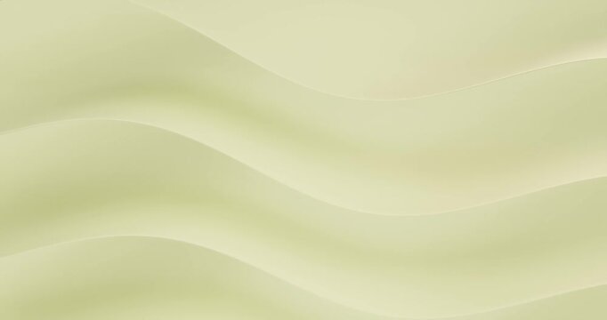 Abstract soft lemon yellow wavy layers background looping 3d animation