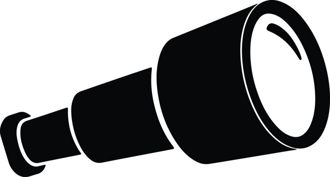 Silhouette design of vintage nautical telescope for sea navigation exploration vector