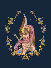 Obraz premium An angel. Decorative floral illustration in Byzantine style