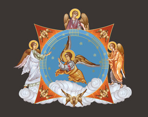Obraz premium The Radiant Assembly of Angels in Byzantine Divine Splendor