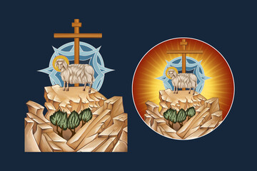 Obraz premium Behold the Lamb of God who takes away the sin of the world. Agnus Dei. Illustration - fresco set in Byzantine style