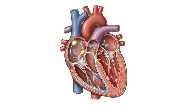 Cardiac Arrhythmia Electrical Signal Disruption Medical Heart Rhythm Illustration