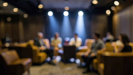 Fototapeta premium Corporate meeting in a modern comfortable lounge setting