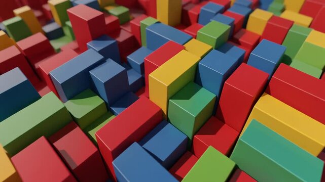Abstract 3D Motion of Colorful Geometric Cubes