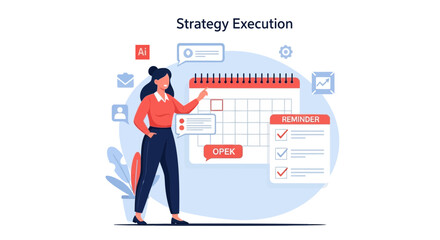 Obraz premium Business Strategy Execution Calendar Planning Concept