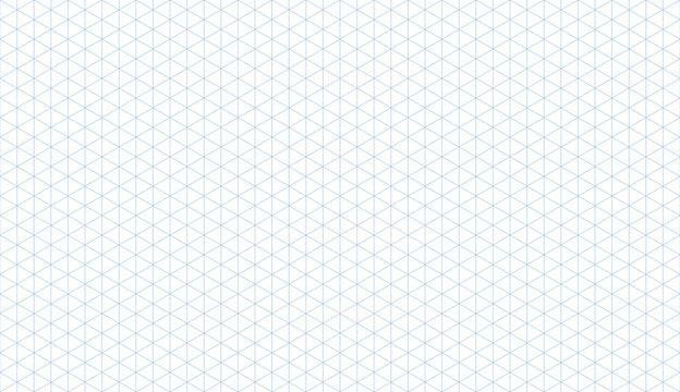 Seamless isometric triangular paper grid pattern. Design of triangle pattern paper with guide lines rulers for blueprints, architectural plans and technical graphics. Vector illustration